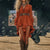Womens Sexy Deep V Neck Western Cowgirl Dress Casual Long Sleeve Ruffle Irregular Hem Vintage Country Concert Dresses , No Belt Included