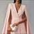 Women's Elegant Solid Color V Neck Double-Breasted Cape Blazer Dress Spring & Summer Party Banquet Outfit