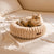 MEWOOFUN Donut Cat Bed - Washable Round Pet Bed For Indoor Cats & Kittens, Fluffy Non-Slip Calming Bed For Small Dogs, Light Brown