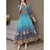 Women's Bohemian Chic Maxi Dress, Ethnic Style Embroidered Square Neck 3 4 Sleeve Flowy Party Dress