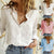 Lapel Long Sleeve Shirt Fashion Solid Color Button Top Women's Clothing