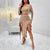 Women's Long Sleeve Round Neck Pleated Dress Suit - Solid Color Elegant Ruffle Outfit