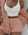 Winter Sexy Women Home Wear Suit Casual Pajamas Set Lady Female Soft Warm Long Sleeve Exposed Navel Vest Shorts Set