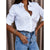 Women's Casual Long Sleeve Button-Down Shirt With Roll-Up Sleeves, Stylish Mid-Length Blouse For Everyday Wear