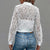 Women's Elegant Lace Short Zip-Up Long Sleeve Jacket For Formal & Everyday Outfits Spring Fall Top