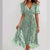 Chiffon Printed Short Sleeve Dress Summer Elegant V-neck Dresses Womens Clothing