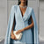 Women's Elegant Solid Color V Neck Double-Breasted Cape Blazer Dress Spring & Summer Party Banquet Outfit