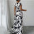 Women's Wrap V Neck Short Sleeve Empire Elastic Waist Summer Casual Elegant Maxi Long Dresses
