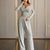 Women's Solid Color Fall&Winter Pants Set - Sexy V-Neck Button-Up Fitted Long Sleeve T-Shirt & High-Waist Flared Wide-Leg Stretchy Pants