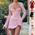 Y2K  Lace Long Sleeve Dress Fashion Sexy Corset Backless Lace Up Short Dresses Womens Clothing