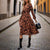 Women's V-Neck Long Sleeve Boho Maxi Dress Floral Print Cuffed Sleeves With Hem Side Slit & Waist A-Line Beach Vacation Dress