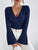 Women's Autumn And Winter Rib Sunken Stripe V-neck Flared Slim-fit Long Sleeve T-shirt Elegant Women's Top