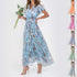 Flowers Print Short Sleeve Dress Summer Fashion Ruffle Beach Dresses Women's Clothing