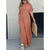 Fashion Bat-sleeved V-neck Slit Dress Summer Short Sleeve Elastic Waist Long Dresses Womens Clothing