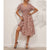 Womens Summer Dresses Boho V Neck Floral Print Short Sleeve Mini Dress Cute Smocked Waist Short Dress