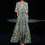 Summer V-neck Split Short-sleeved Dress Fashion Flower Print A-line Long Dresses Party Club Beach Clothing For Women