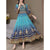 Women's Bohemian Chic Maxi Dress, Ethnic Style Embroidered Square Neck 3 4 Sleeve Flowy Party Dress