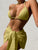 3pcs Halterneck Swimsuit Set Beach Solid Color Sexy Backless Bikini With Mesh Skirt Summer Womens Clothing