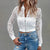 Women's Elegant Lace Short Zip-Up Long Sleeve Jacket For Formal & Everyday Outfits Spring Fall Top
