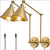 Integrated Airdrop Brass Black  Swing Arm Wall Light