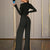 Women's Solid Color Fall&Winter Pants Set - Sexy V-Neck Button-Up Fitted Long Sleeve T-Shirt & High-Waist Flared Wide-Leg Stretchy Pants